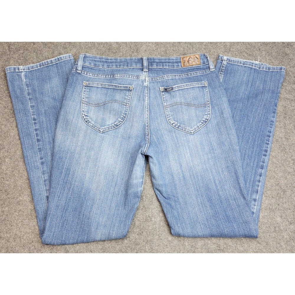 Lee Jeans Womens 14L Blue Denim Casual Mid Rise Regular Fit Bootcut Leg Preppy